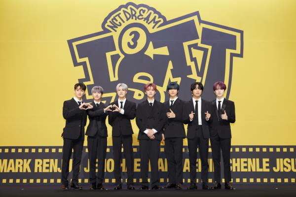 NCT Dream introduces its 3rd LP 'ISTJ' at a press conference in Seoul on Monday. (SM Entertainment)