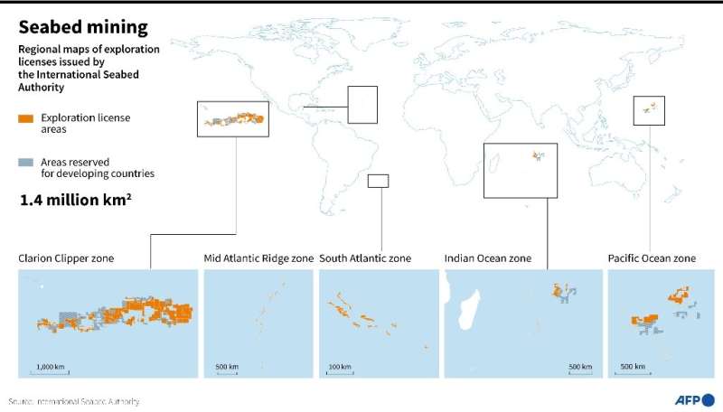 Graphic showing the three different types of seabed zones being explored for potential mining