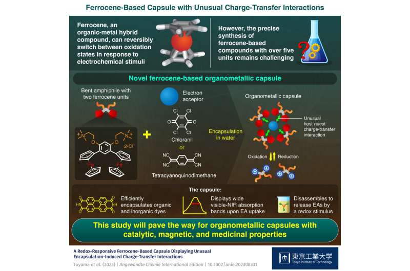 A first for ferrocene: Organometallic capsule with unusual charge-transfer interactions